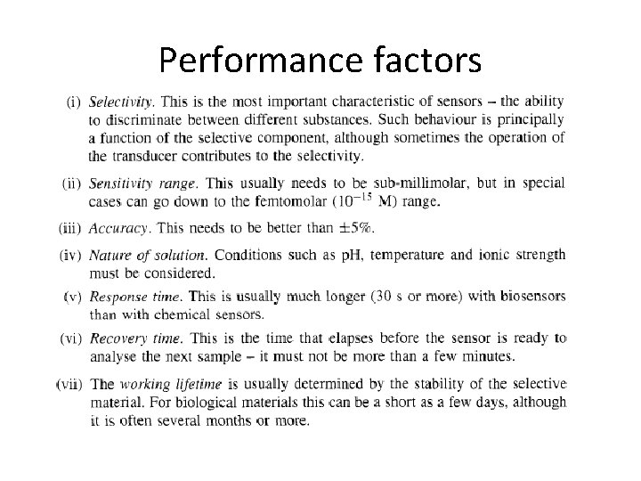 Performance factors Performance factors