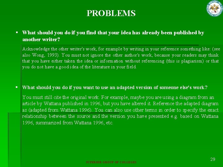 PROBLEMS § What should you do if you find that your idea has already