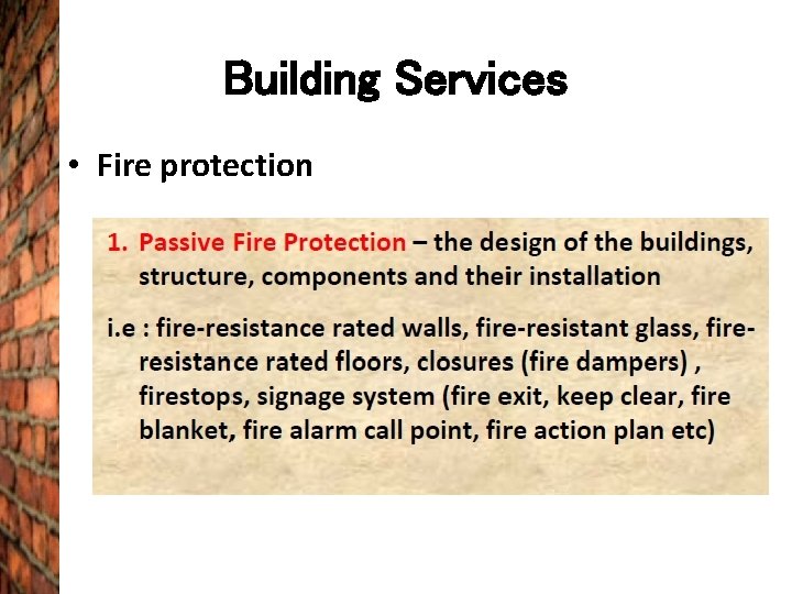 Building Services • Fire protection 