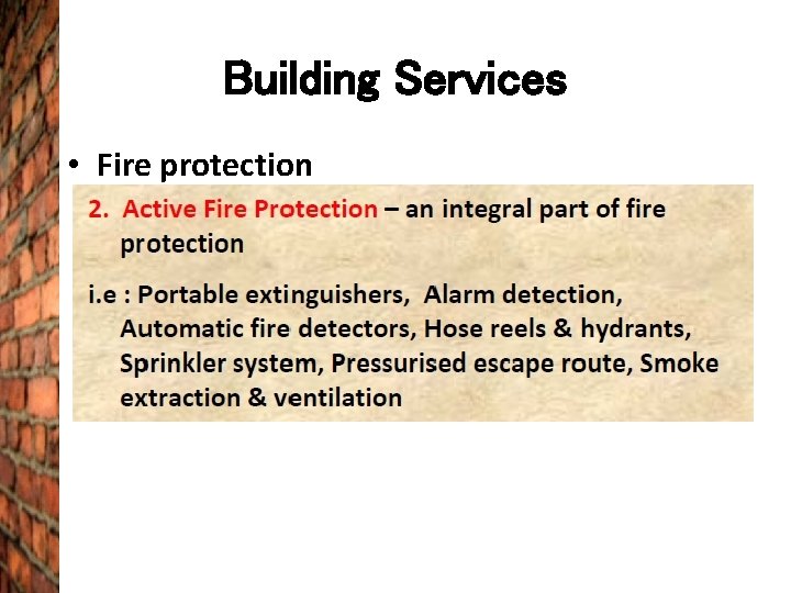 Building Services • Fire protection 
