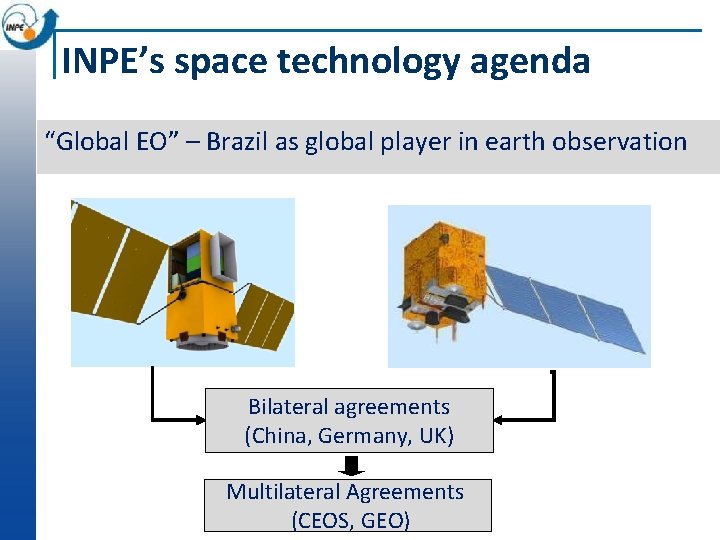 INPE’s space technology agenda “Global EO” – Brazil as global player in earth observation