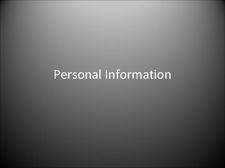 Personal Information 