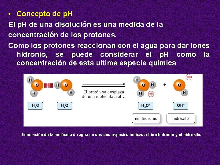  • Concepto de p. H El p. H de una disolución es una