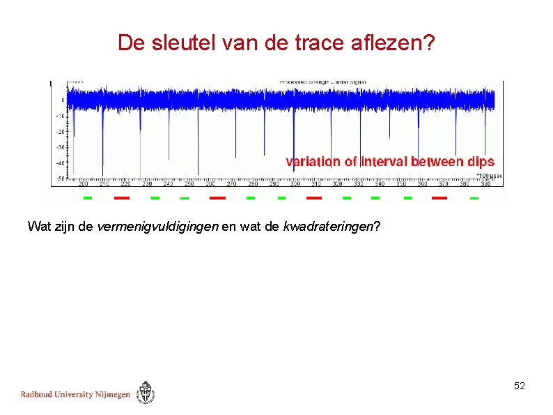 De sleutel van de trace aflezen? Wat zijn de vermenigvuldigingen en wat de kwadrateringen?