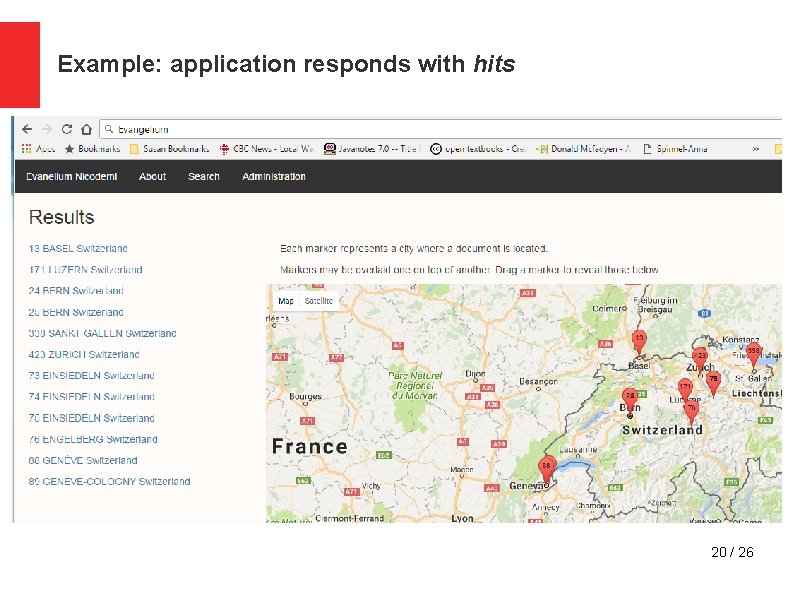 Example: application responds with hits 20 / 26 