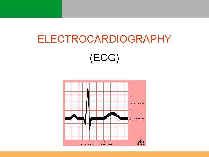 ELECTROCARDIOGRAPHY (ECG) ELECTROCARDIOGRAPHY (ECG)