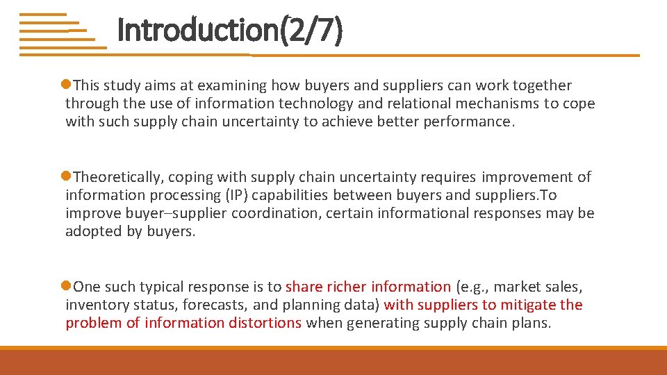 EXAMINING THE RELATIONAL BENEFITS OF IMPROVED INTERFIRM INFORMATION