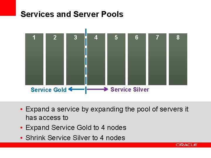 Services and Server Pools 1 2 Service Gold 3 4 5 6 7 8