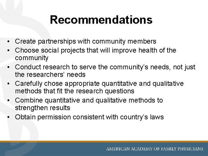 Recommendations • Create partnerships with community members • Choose social projects that will improve