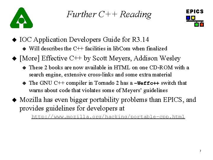 Further C++ Reading u IOC Application Developers Guide for R 3. 14 u u Further C++ Reading u IOC Application Developers Guide for R 3. 14 u u