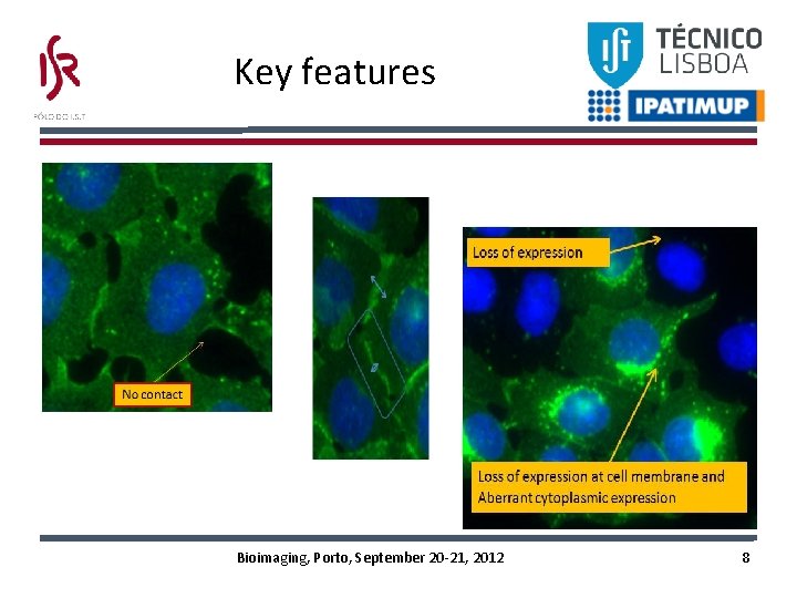 Key features Bioimaging, Porto, September 20 -21, 2012 8 Key features Bioimaging, Porto, September 20 -21, 2012 8