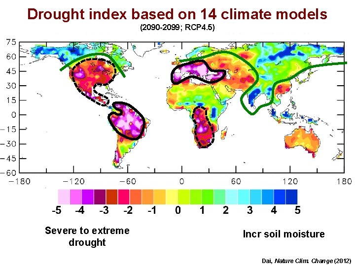 Drought index based on 14 climate models (2090 -2099; RCP 4. 5) Severe to