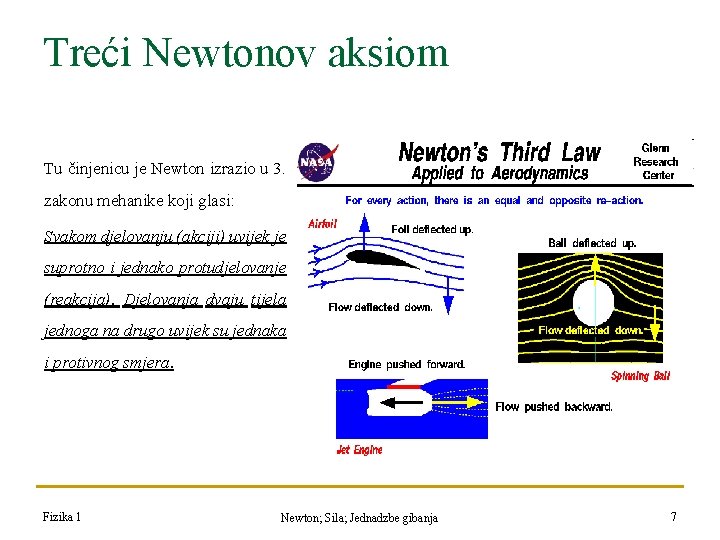 Treći Newtonov aksiom Tu činjenicu je Newton izrazio u 3. zakonu mehanike koji glasi: Treći Newtonov aksiom Tu činjenicu je Newton izrazio u 3. zakonu mehanike koji glasi: