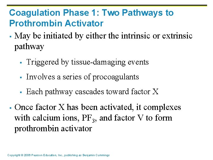 Coagulation Phase 1: Two Pathways to Prothrombin Activator § May be initiated by either Coagulation Phase 1: Two Pathways to Prothrombin Activator § May be initiated by either