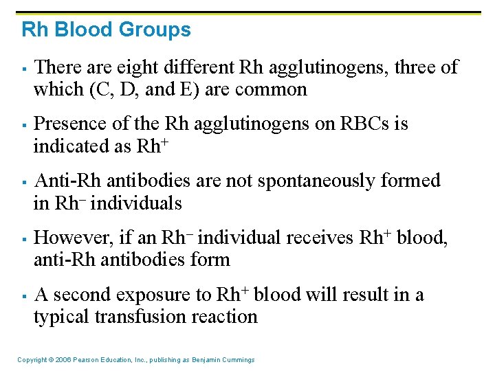Rh Blood Groups § § § There are eight different Rh agglutinogens, three of Rh Blood Groups § § § There are eight different Rh agglutinogens, three of