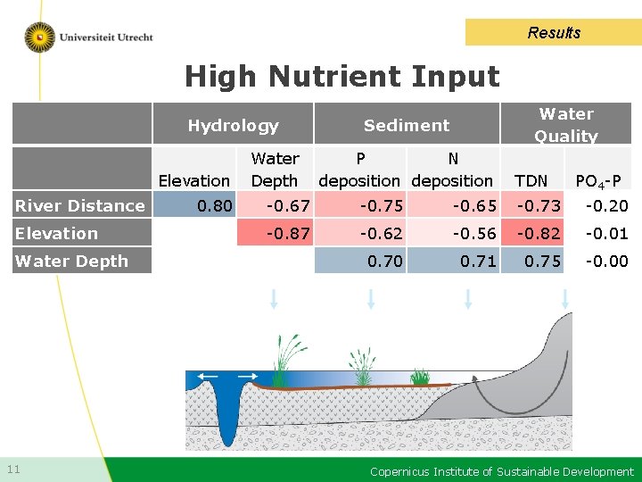 Results High Nutrient Input River Distance Hydrology Elevation Water Quality Sediment Water P N