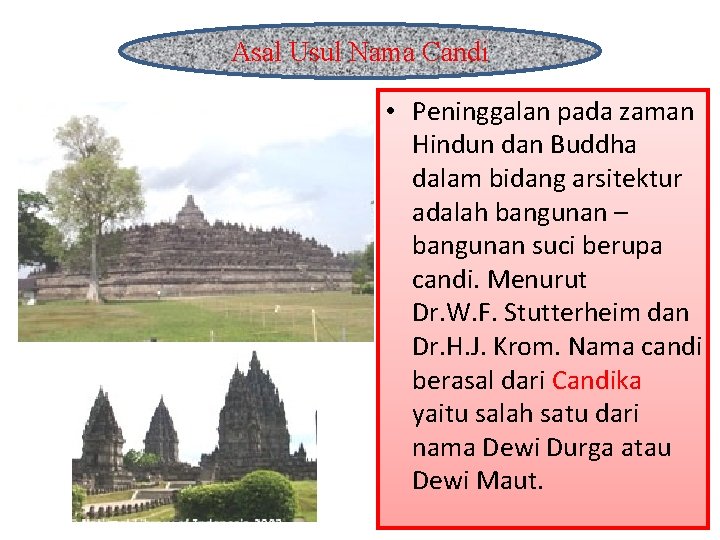 Asal Usul Nama Candi • Peninggalan pada zaman Hindun dan Buddha dalam bidang arsitektur