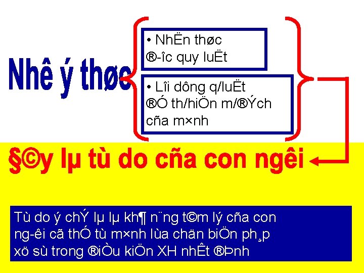 • NhËn thøc ® îc quy luËt • Lîi dông q/luËt ®Ó th/hiÖn • NhËn thøc ® îc quy luËt • Lîi dông q/luËt ®Ó th/hiÖn