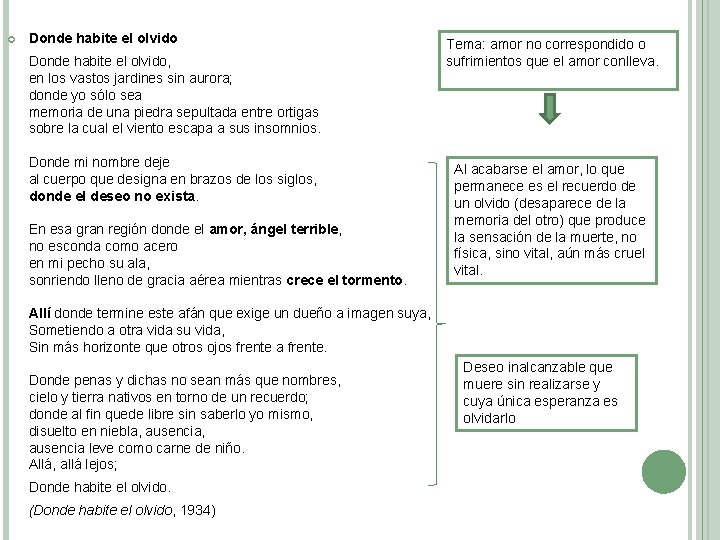 Donde habite el olvido, en los vastos jardines sin aurora; donde yo sólo Donde habite el olvido, en los vastos jardines sin aurora; donde yo sólo