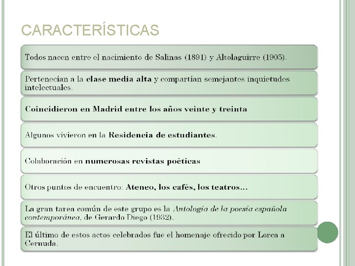 CARACTERÍSTICAS CARACTERÍSTICAS
