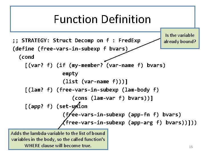 Function Definition Is the variable already bound? ; ; STRATEGY: Struct Decomp on f