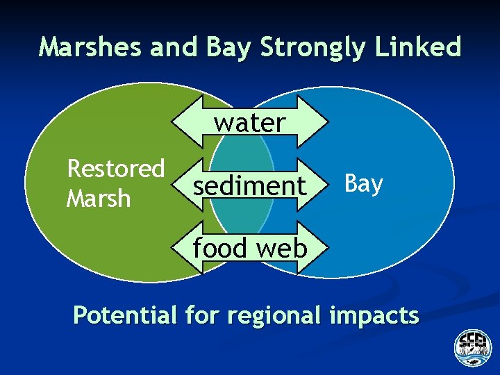 Marshes and Bay Strongly Linked water Restored Marsh sediment Bay food web Potential for