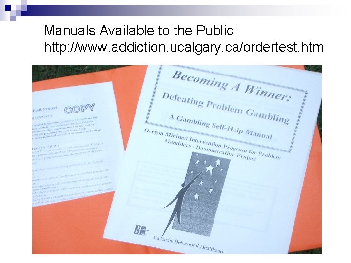 Manuals Available to the Public http: //www. addiction. ucalgary. ca/ordertest. htm Manuals Available to the Public http: //www. addiction. ucalgary. ca/ordertest. htm