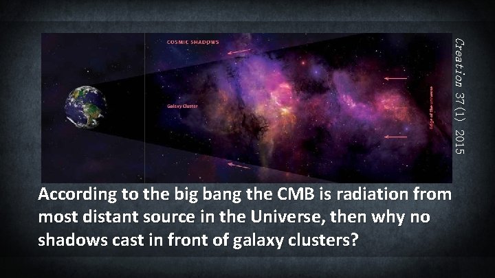 Creation 37(1) 2015 According to the big bang the CMB is radiation from most