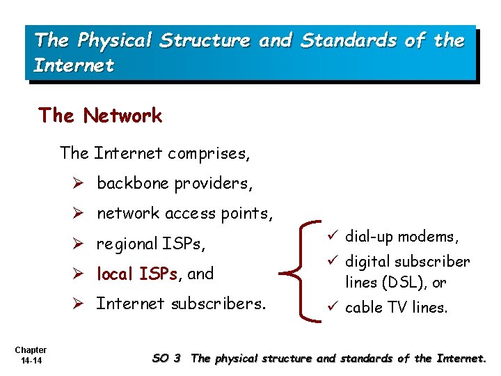 The Physical Structure and Standards of the Internet The Network The Internet comprises, Ø