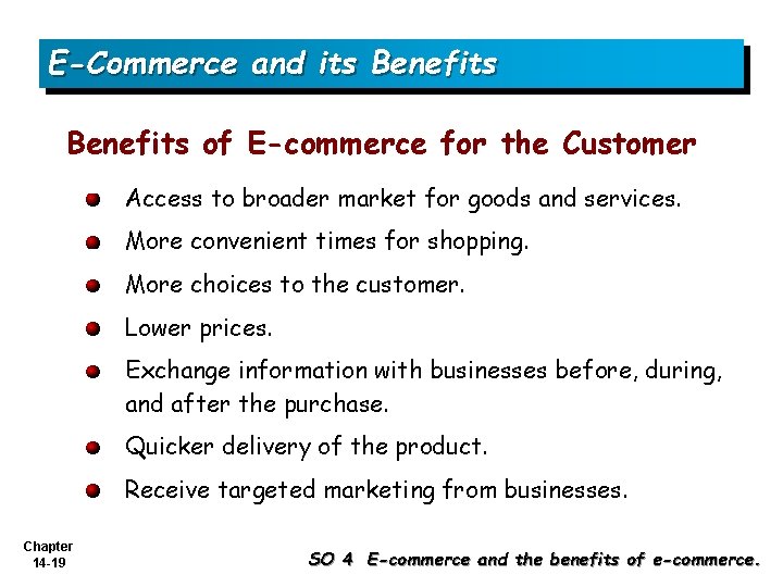 E-Commerce and its Benefits of E-commerce for the Customer Access to broader market for