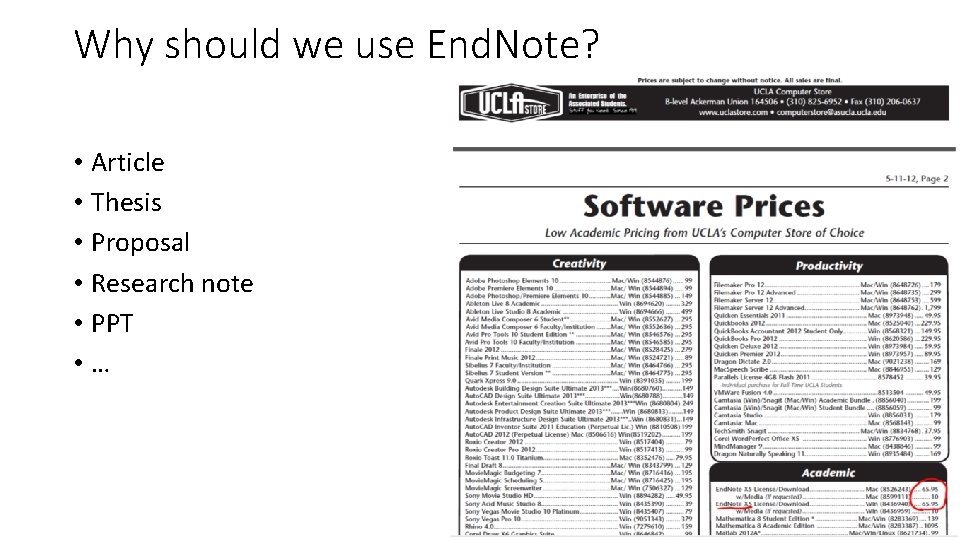 Why should we use End. Note? • Article • Thesis • Proposal • Research