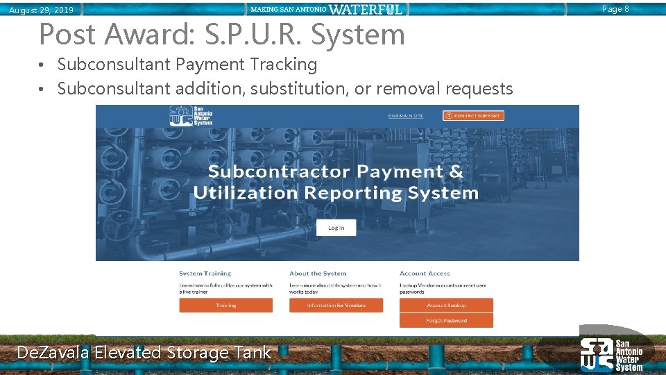 August 29, 2019 Post Award: S. P. U. R. System • Subconsultant Payment Tracking