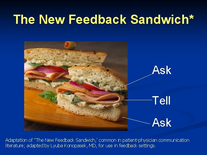 The New Feedback Sandwich* Ask Tell Ask Adaptation of “The New Feedback Sandwich, ’