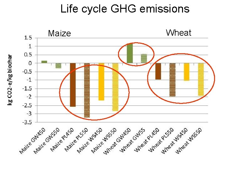 Life cycle GHG emissions Maize Wheat 