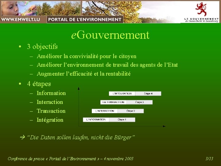 e. Gouvernement • 3 objectifs – Améliorer la convivialité pour le citoyen – Améliorer e. Gouvernement • 3 objectifs – Améliorer la convivialité pour le citoyen – Améliorer