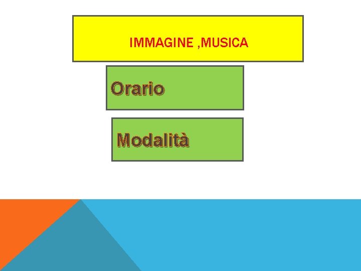 IMMAGINE , MUSICA Orario Modalità IMMAGINE , MUSICA Orario Modalità
