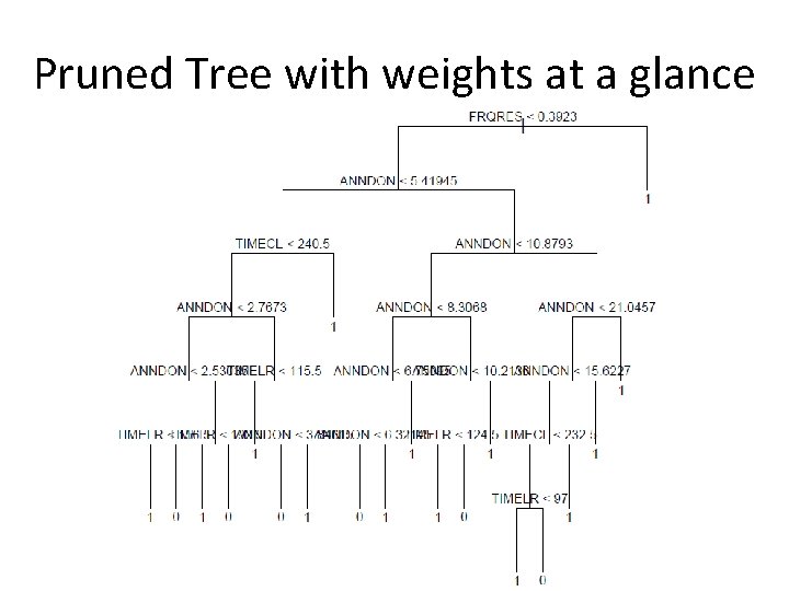 Pruned Tree with weights at a glance Pruned Tree with weights at a glance