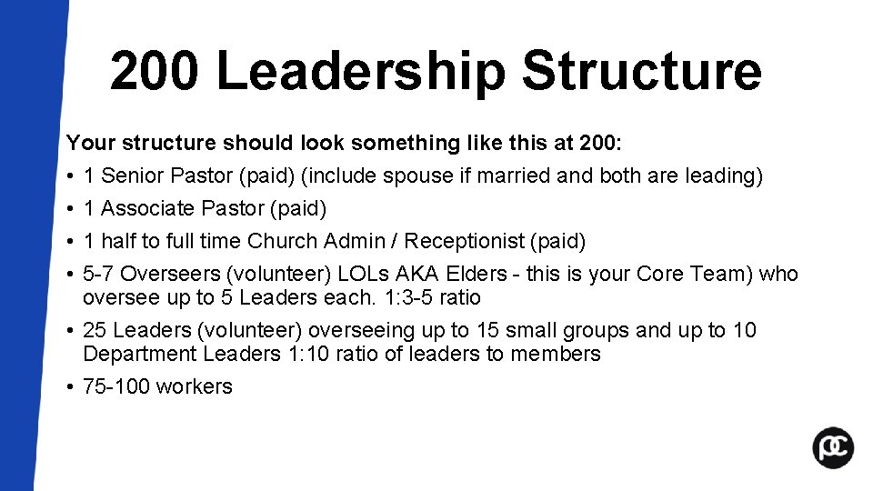 200 Leadership Structure Your structure should look something like this at 200: • 1 200 Leadership Structure Your structure should look something like this at 200: • 1