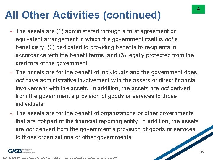 All Other Activities (continued) 4 - The assets are (1) administered through a trust