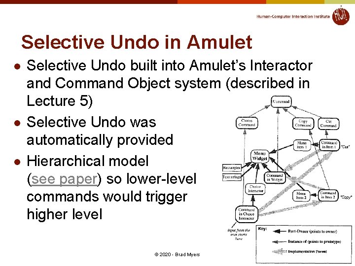 Selective Undo in Amulet l l l Selective Undo built into Amulet’s Interactor and