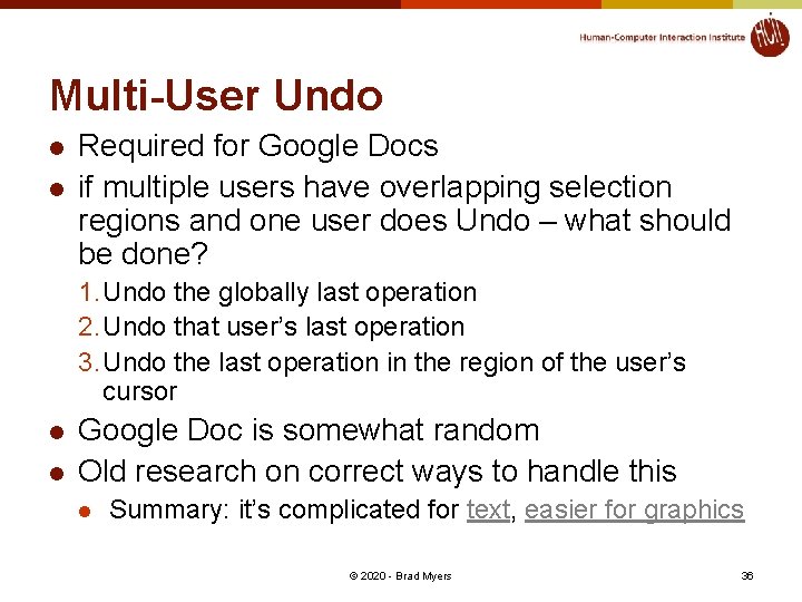 Multi-User Undo l l Required for Google Docs if multiple users have overlapping selection