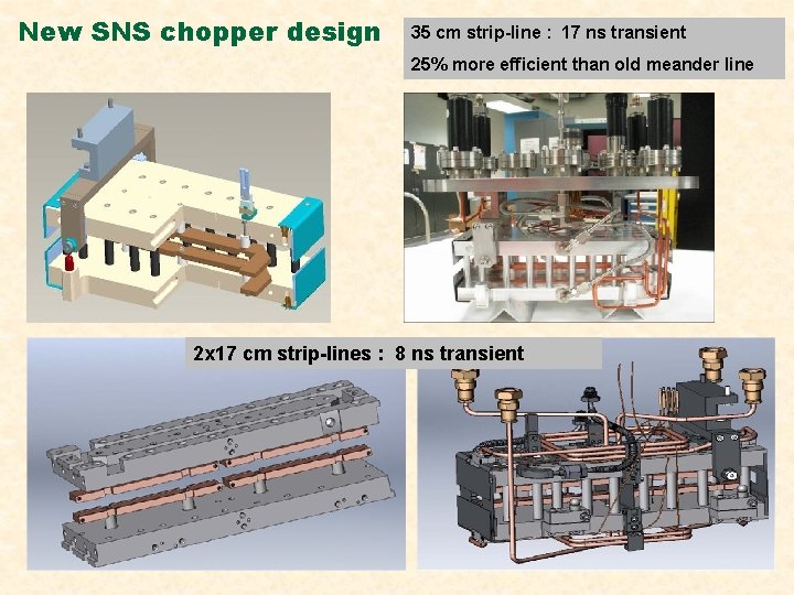 New SNS chopper design 35 cm strip-line : 17 ns transient 25% more efficient
