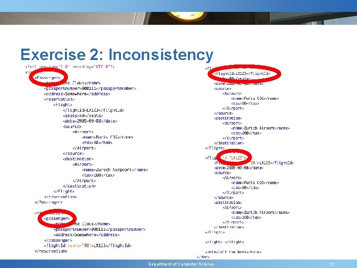 Exercise 2: Inconsistency Department of Computer Science 21 
