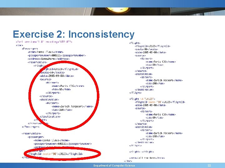Exercise 2: Inconsistency Department of Computer Science 22 