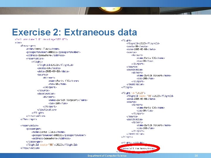 Exercise 2: Extraneous data Department of Computer Science 25 