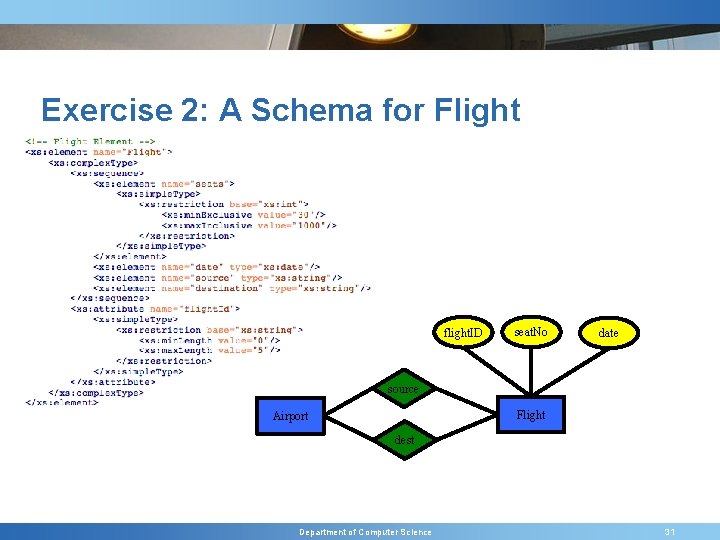 Exercise 2: A Schema for Flight flight. ID seat. No date source Flight Airport