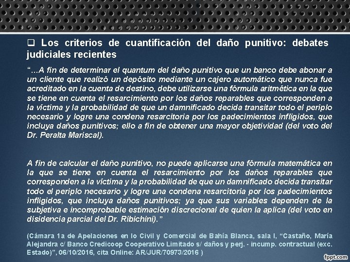 q Los criterios de cuantificación del daño punitivo: debates judiciales recientes “…A fin de