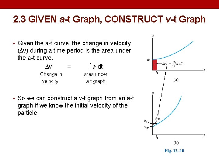 2. 3 GIVEN a-t Graph, CONSTRUCT v-t Graph • Given the a-t curve, the