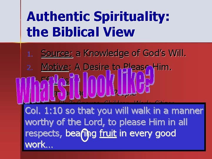 Authentic Spirituality: the Biblical View 1. 2. 3. Source: a Knowledge of God’s Will. Authentic Spirituality: the Biblical View 1. 2. 3. Source: a Knowledge of God’s Will.