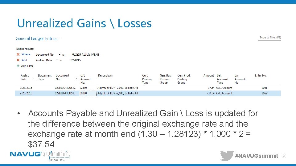 Unrealized Gains  Losses • Accounts Payable and Unrealized Gain  Loss is updated